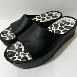 Lemon Jelly Black Leopard Platform Slides 39